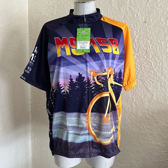 Primal Back to the Bike Trail Purple Golden Yellow Bike Jersey NWT 2XL Raglan - Picture 1 of 12